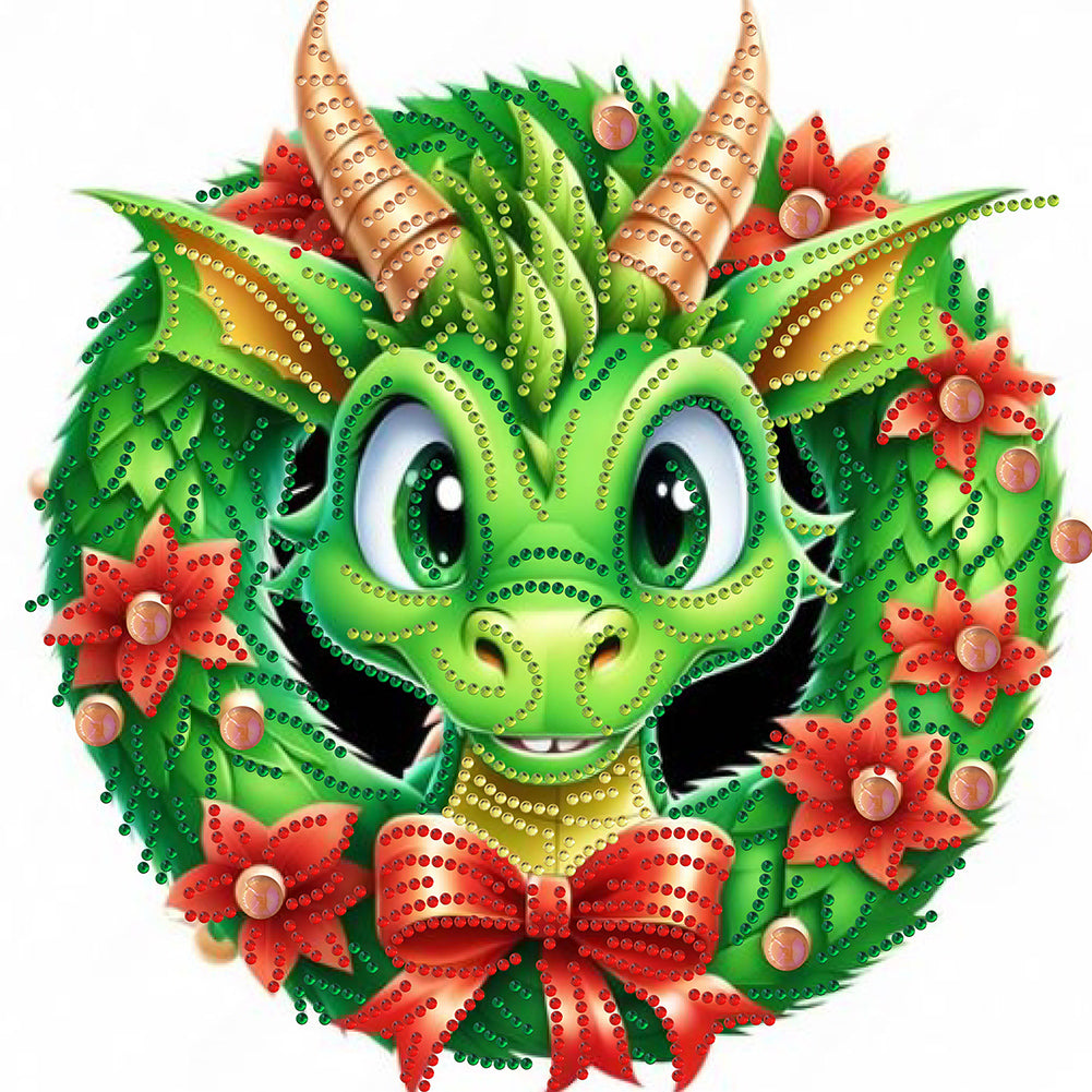 Green Little Dinosaur - Special Shaped Drill Diamond Painting 30*30CM