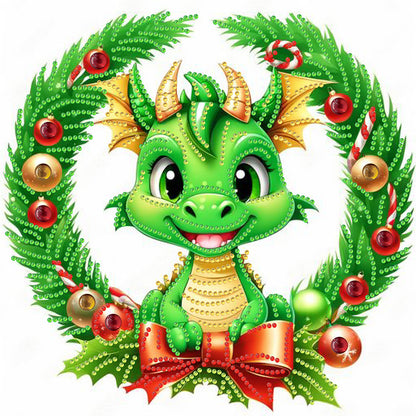 Green Little Dinosaur - Special Shaped Drill Diamond Painting 30*30CM