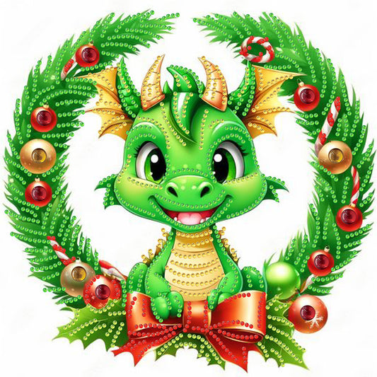 Green Little Dinosaur - Special Shaped Drill Diamond Painting 30*30CM