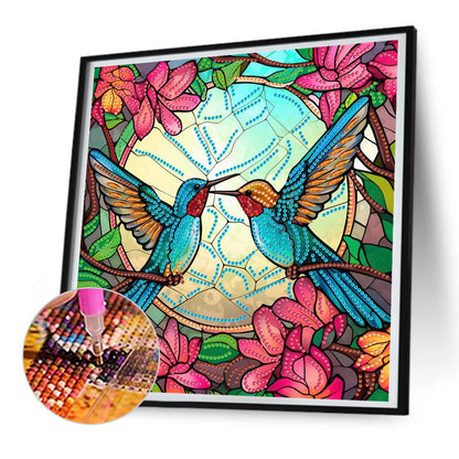 Birds In Flowers - Special Shaped Drill Diamond Painting 30*30CM