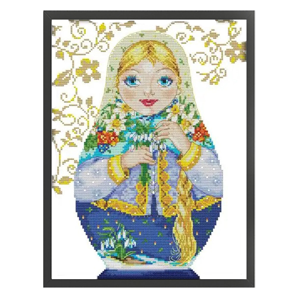 Russian Matryoshka Doll(7) - 14CT Stamped Cross Stitch 29*36CM(Joy Sunday)