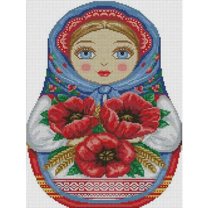 Russian Matryoshka Doll(9) - 14CT Stamped Cross Stitch 30*41CM(Joy Sunday)