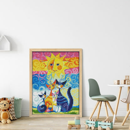 Cat In The Sun (2) - 14CT Stamped Cross Stitch 19*28CM(Joy Sunday)