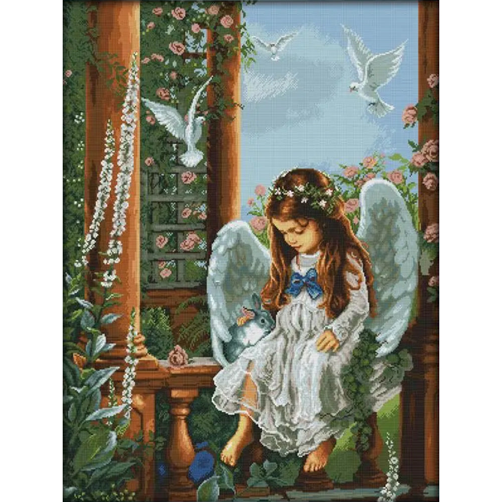 Loving Angel - 14CT Stamped Cross Stitch 62*75CM(Joy Sunday)