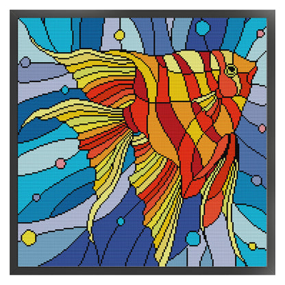 Butterfly Fish - 14CT Stamped Cross Stitch 40*40CM(Joy Sunday)