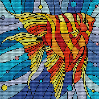 Butterfly Fish - 14CT Stamped Cross Stitch 40*40CM(Joy Sunday)