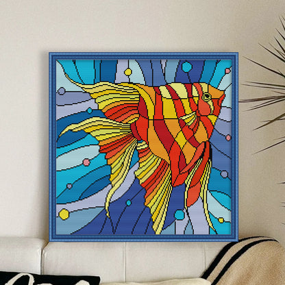 Butterfly Fish - 14CT Stamped Cross Stitch 40*40CM(Joy Sunday)