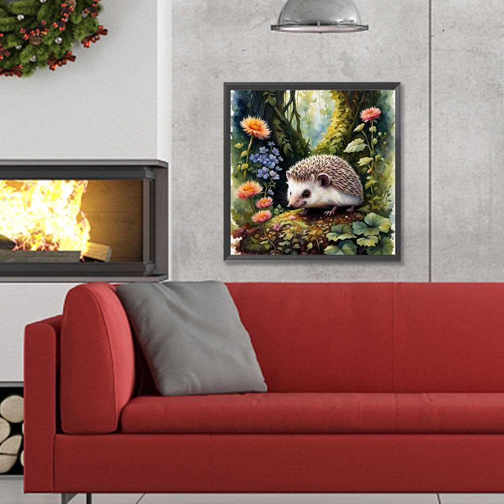 Hedgehog And Flower - Full Round Drill Diamond Painting 30*30CM