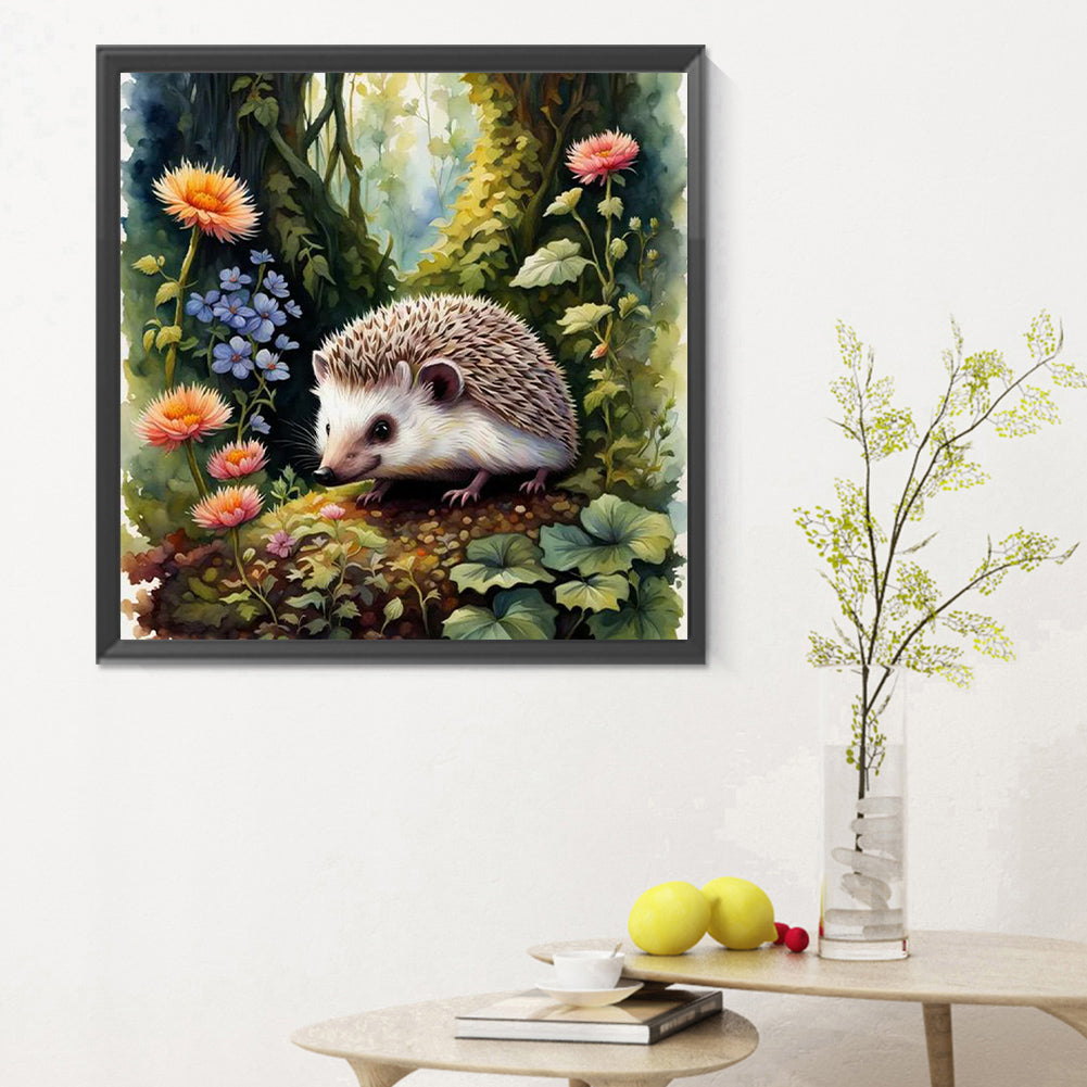 Hedgehog And Flower - Full Round Drill Diamond Painting 30*30CM