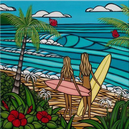 Simple Drawing - Seaside - 14CT Stamped Cross Stitch 40*40CM(Joy Sunday)