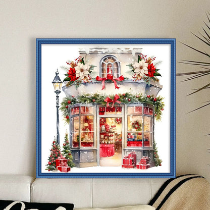 Christmas Cabin - 18CT Stamped Cross Stitch 35*35CM(Joy Sunday)