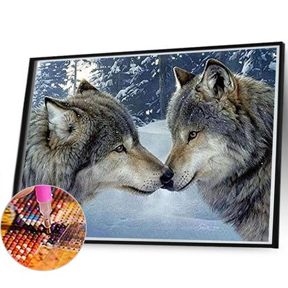 Two Wolves Making Out - Full AB Square Drill Diamond Painting 60*40CM