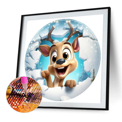 Christmas Characters Cracking Cracks In Wall - Full AB Round Drill Diamond Painting 40*40CM