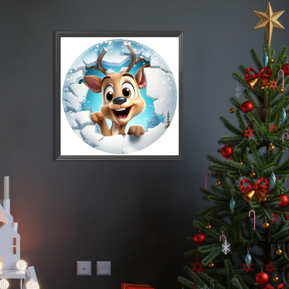 Christmas Characters Cracking Cracks In Wall - Full AB Round Drill Diamond Painting 40*40CM