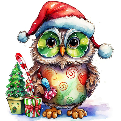 Christmas Owl - Full AB Round Drill Diamond Painting 40*40CM