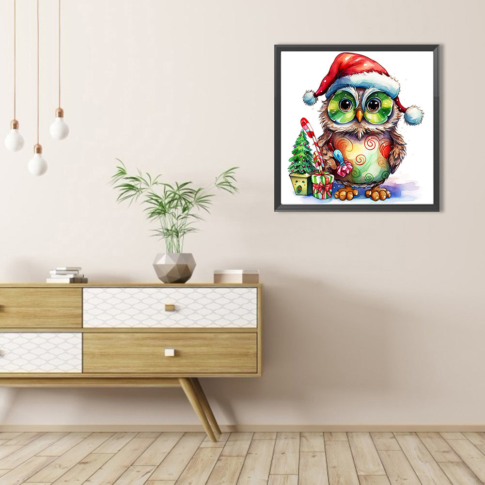 Christmas Owl - Full AB Round Drill Diamond Painting 40*40CM