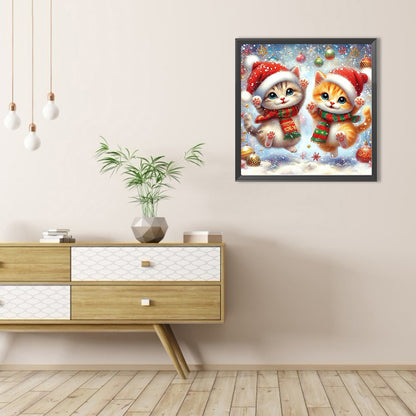 Christmas Kitten - Full AB Round Drill Diamond Painting 40*40CM