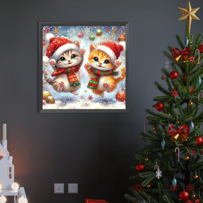 Christmas Kitten - Full AB Round Drill Diamond Painting 40*40CM