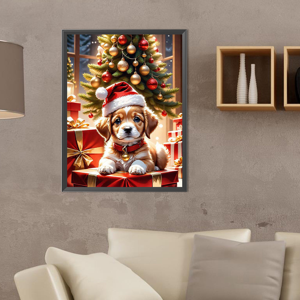 Christmas Puppy - Full Round Drill Diamond Painting 30*40CM