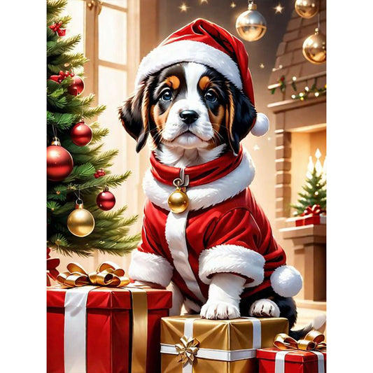 Christmas Puppy - Full Round Drill Diamond Painting 30*40CM