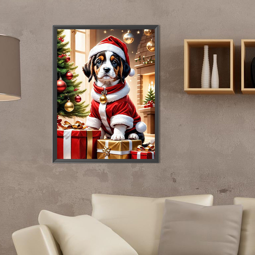 Christmas Puppy - Full Round Drill Diamond Painting 30*40CM