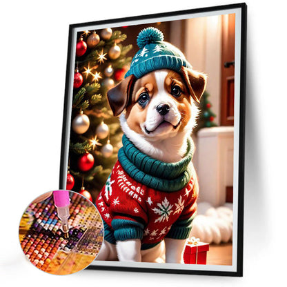 Christmas Puppy - Full Round Drill Diamond Painting 30*40CM