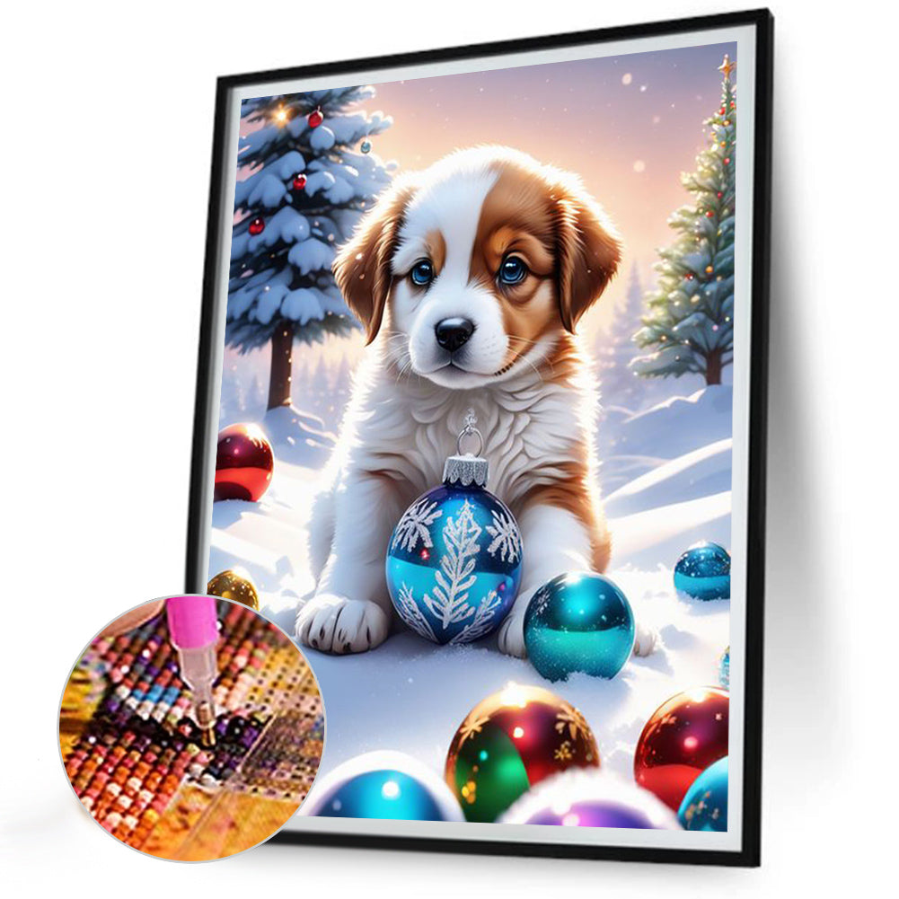 Christmas Puppy - Full Round Drill Diamond Painting 30*40CM