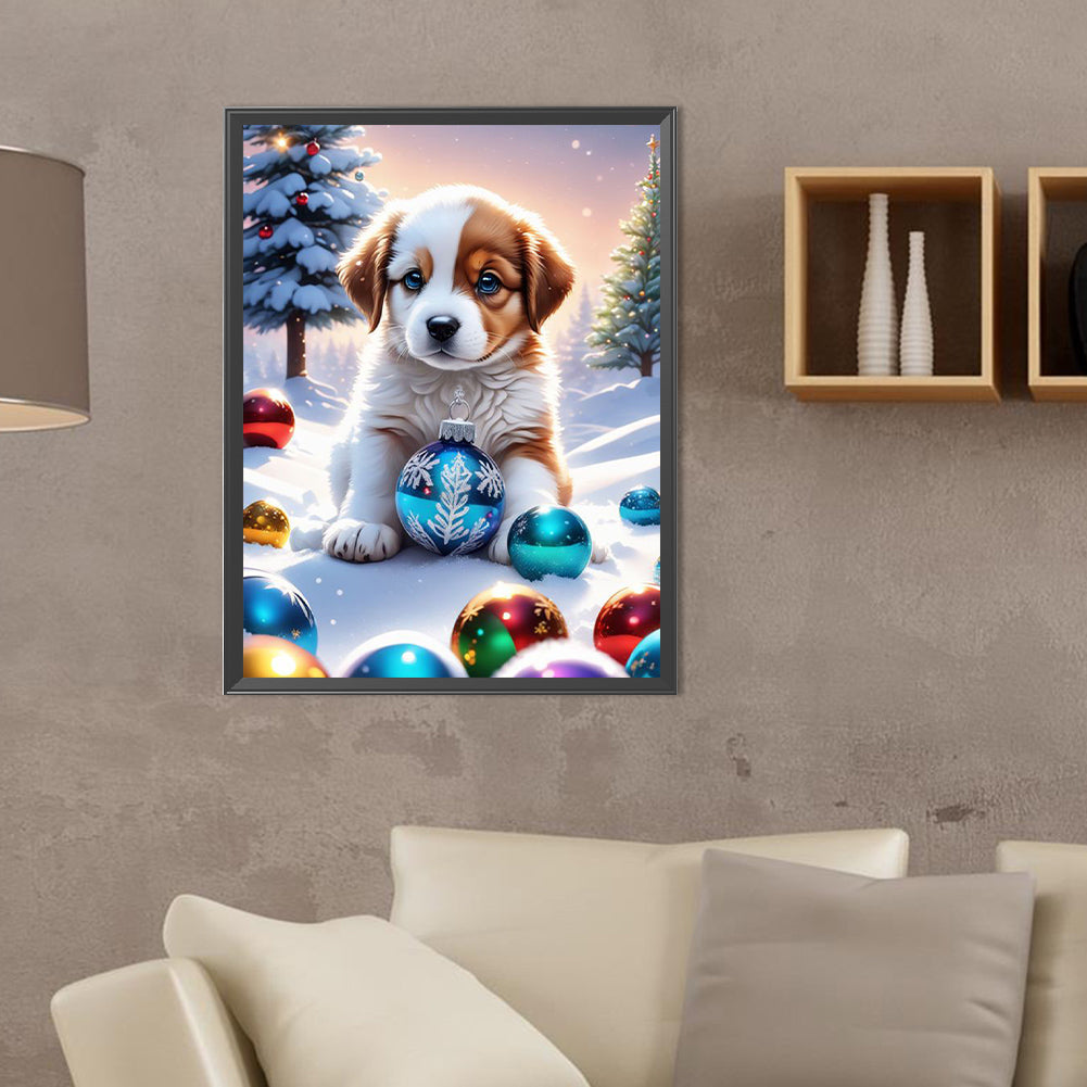 Christmas Puppy - Full Round Drill Diamond Painting 30*40CM