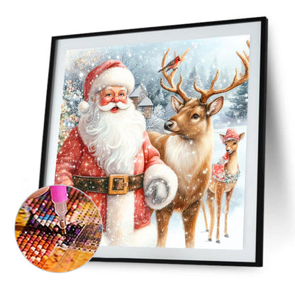 Santa Claus And Elk - Full Square Drill Diamond Painting 30*30CM