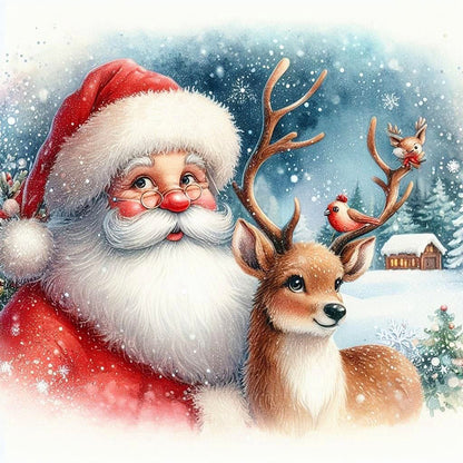 Santa Claus Watching Snow Scene - Full Square Drill Diamond Painting 30*30CM