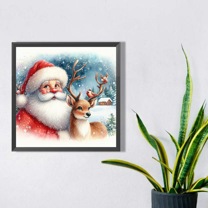 Santa Claus Watching Snow Scene - Full Square Drill Diamond Painting 30*30CM