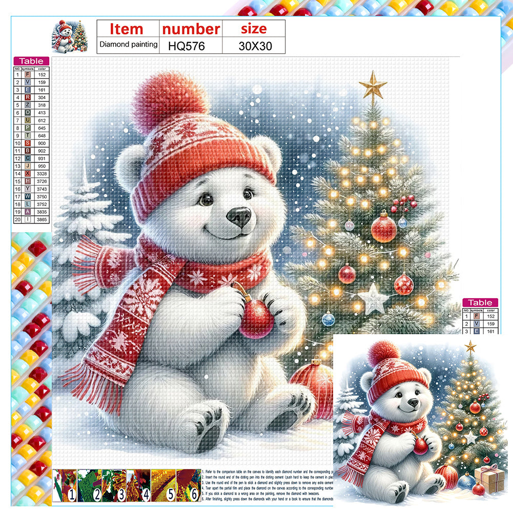 Winter White Bear Prepares Accessories - Full Square Drill Diamond Painting 30*30CM