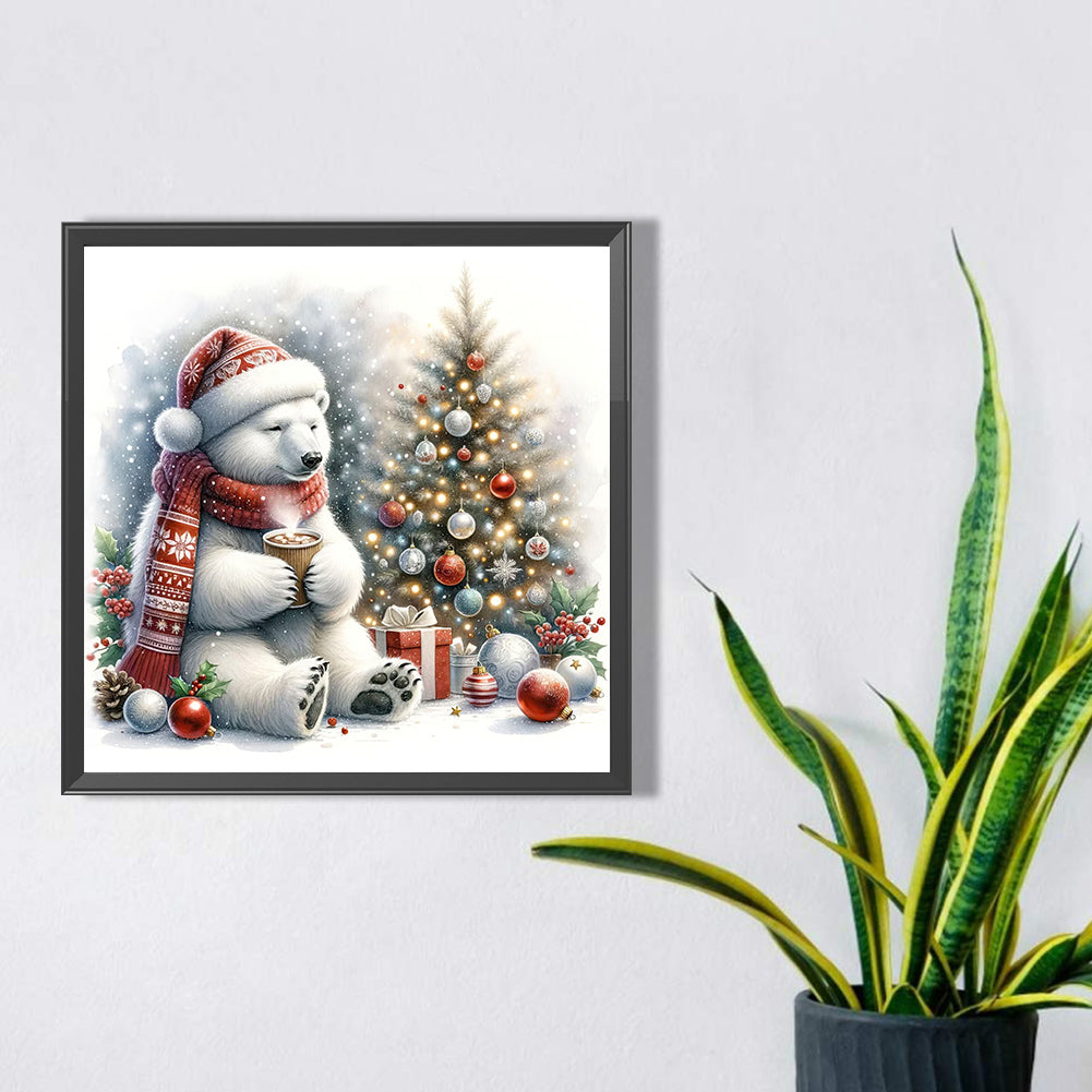 Winter White Bear Waiting For Time - Full Square Drill Diamond Painting 30*30CM