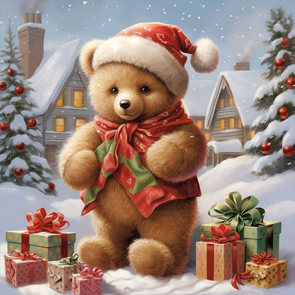 Bear Christmas - Full Round Drill Diamond Painting 35*35CM