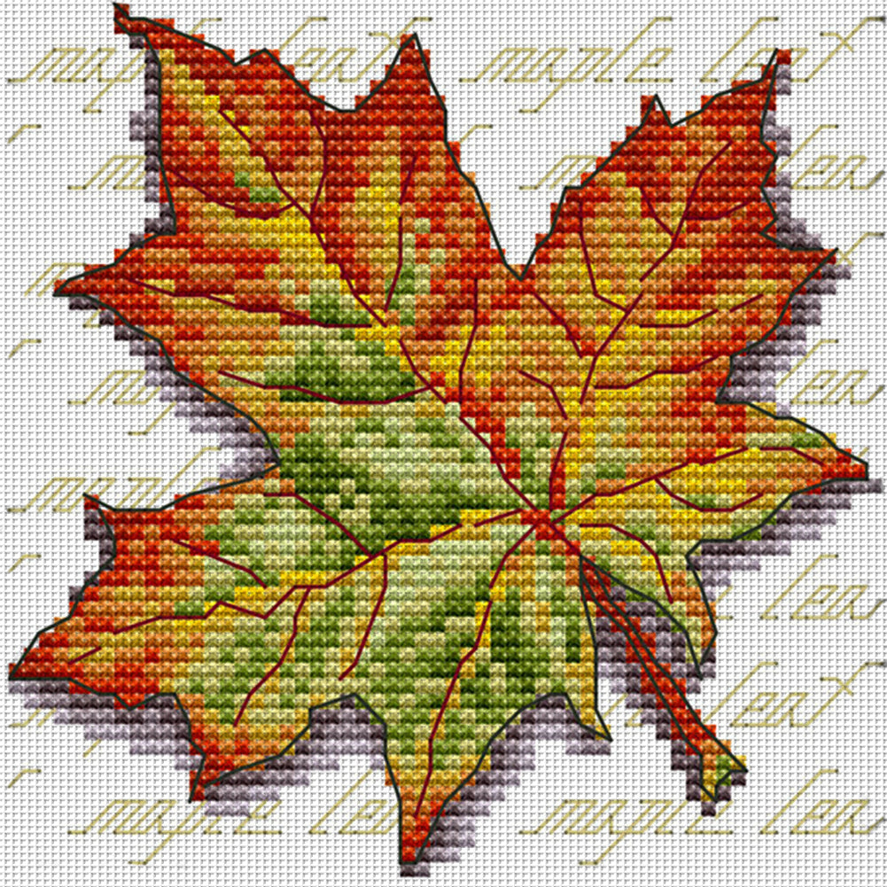 Maple Leaf(2) - 11CT Stamped Cross Stitch 20*20CM(Joy Sunday)