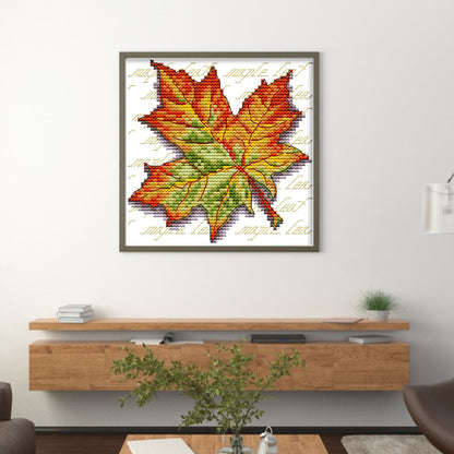 Maple Leaf(2) - 11CT Stamped Cross Stitch 20*20CM(Joy Sunday)