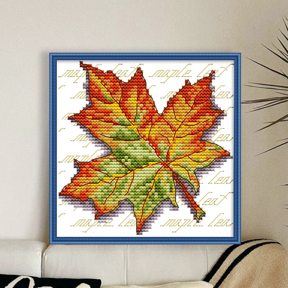 Maple Leaf(2) - 11CT Stamped Cross Stitch 20*20CM(Joy Sunday)