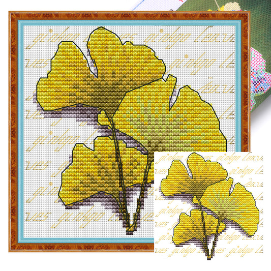 Ginkgo Biloba - 11CT Stamped Cross Stitch 20*20CM(Joy Sunday)