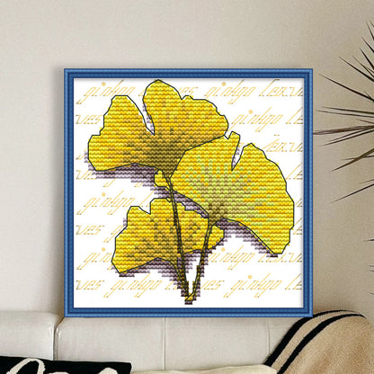 Ginkgo Biloba - 11CT Stamped Cross Stitch 20*20CM(Joy Sunday)