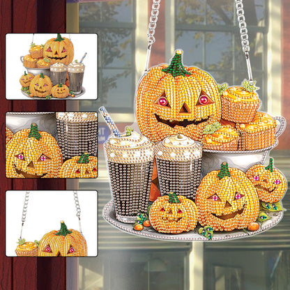 Acrylic Pumpkin Afternoon Tea Single-Sided DIY Diamond Painting Hanging Pendant