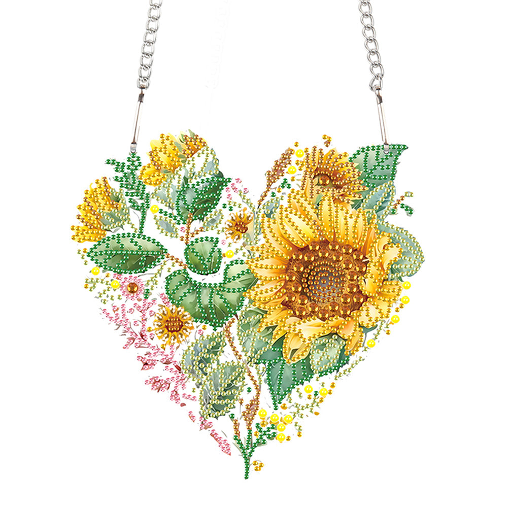 Love Sunflower Special Shaped Diamond Painting Hanging Wreath for Home Decor(#1)