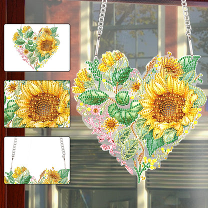 Love Sunflower Special Shaped Diamond Painting Hanging Wreath for Home Decor(#1)