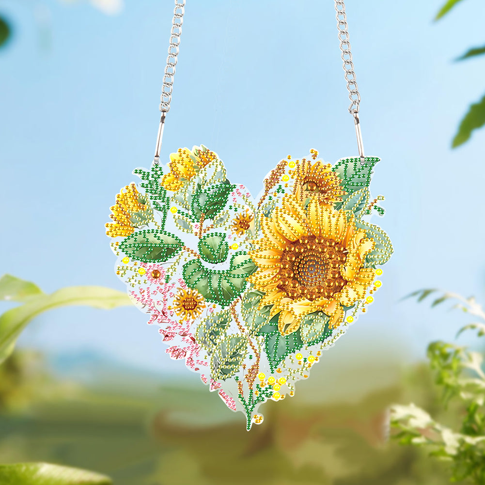 Love Sunflower Special Shaped Diamond Painting Hanging Wreath for Home Decor(#1)