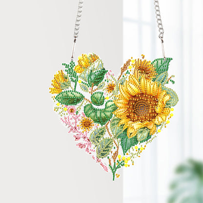 Love Sunflower Special Shaped Diamond Painting Hanging Wreath for Home Decor(#1)