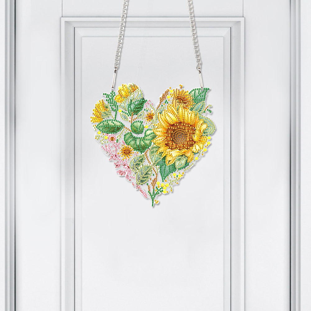 Love Sunflower Special Shaped Diamond Painting Hanging Wreath for Home Decor(#1)