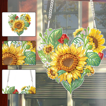 Love Sunflower Special Shaped Diamond Painting Hanging Wreath for Home Decor(#2)