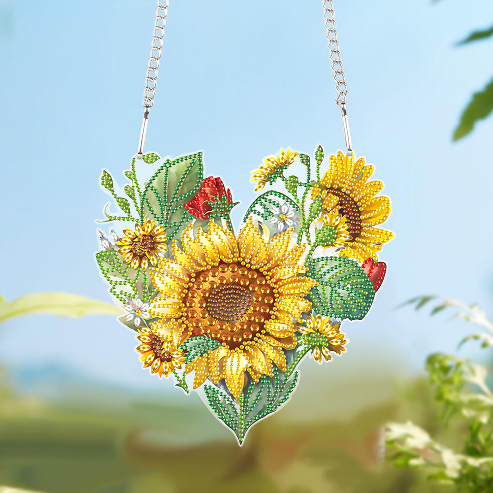 Love Sunflower Special Shaped Diamond Painting Hanging Wreath for Home Decor(#2)