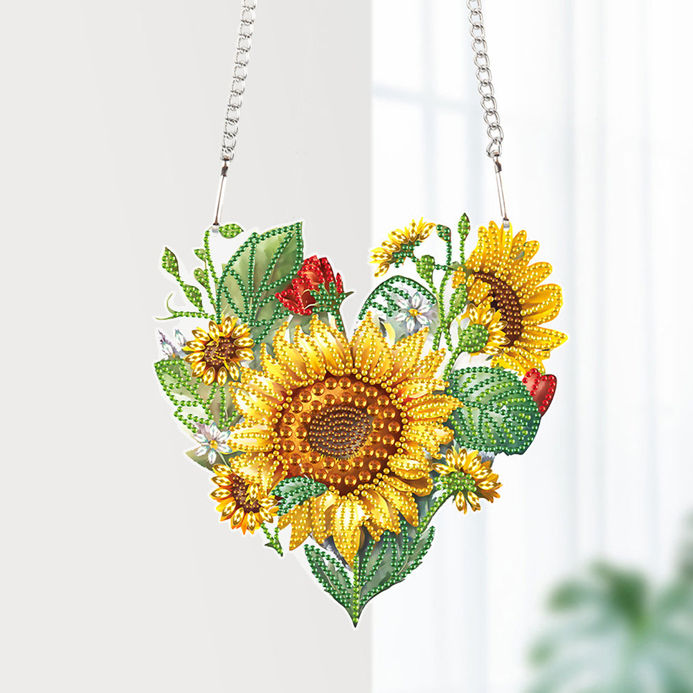 Love Sunflower Special Shaped Diamond Painting Hanging Wreath for Home Decor(#2)