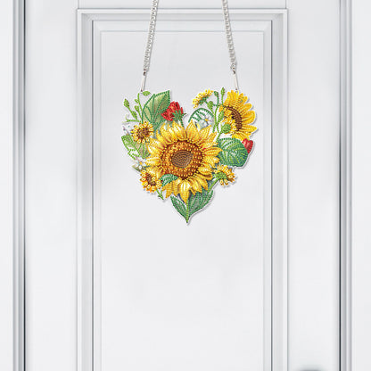 Love Sunflower Special Shaped Diamond Painting Hanging Wreath for Home Decor(#2)