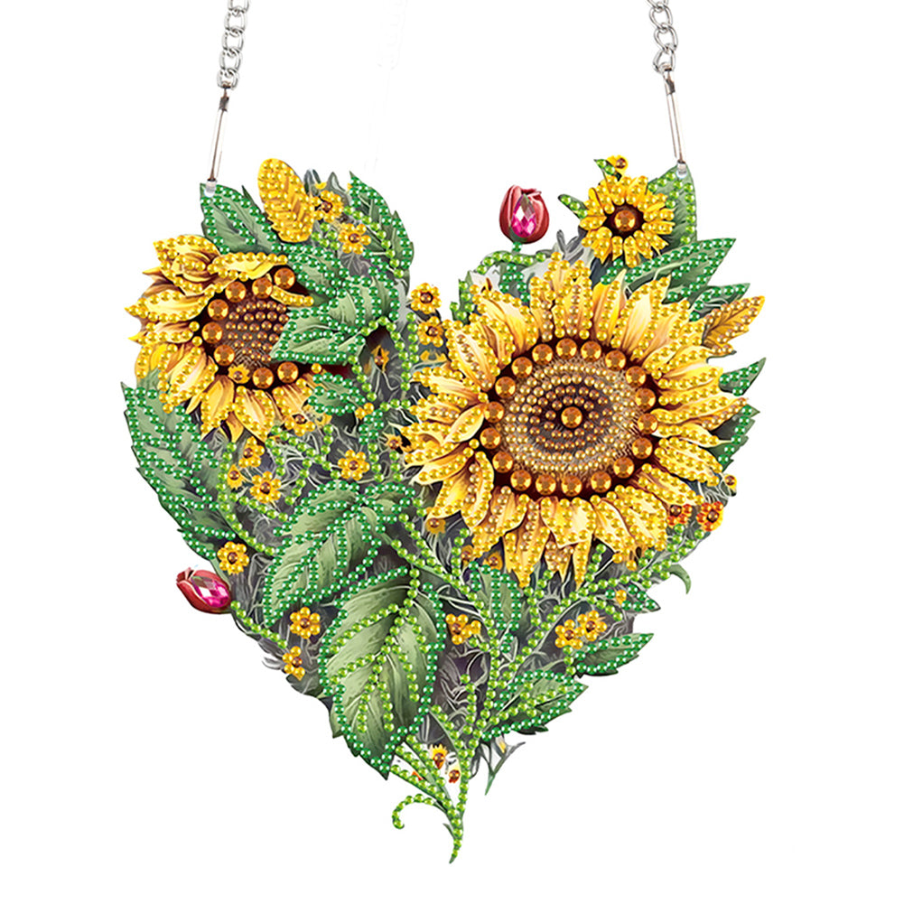 Love Sunflower Special Shaped Diamond Painting Hanging Wreath for Home Decor(#3)